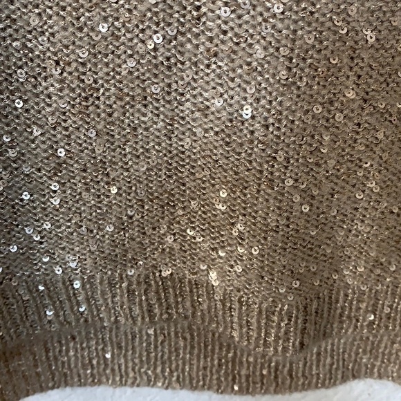 Benetton Gold Sequin Knit Sweater Top - Picture 4 of 10